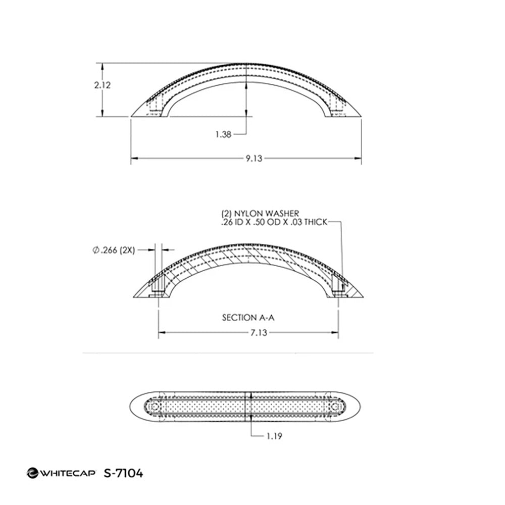 Whitecap 9" Stainless Steel Grab Handle with UV - Resistant Black Vinyl Inlay [S - 7104] - Houseboatparts.com