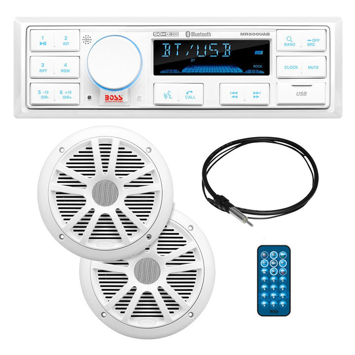 Boss Audio MCK500WB.6 Kit w/MR500UAB, 2 MR6W Speakers, MRANT10 Antenna, White Remote *Refurbished [CRMCK500WB.6] - Houseboatparts.com