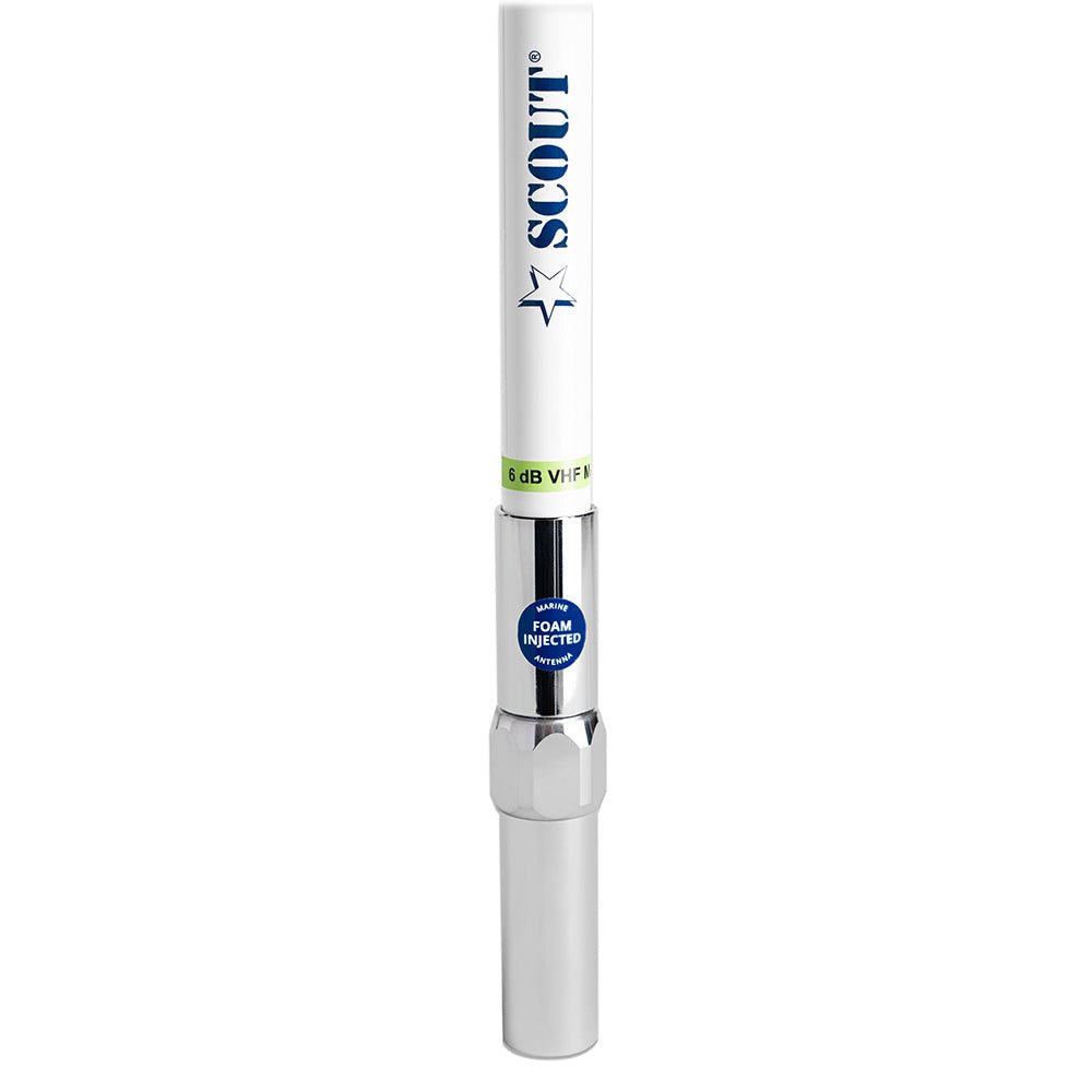 Scout 8' QuickFit White VHF Antenna w/5M Cable + FME Quick 6 Foam Filled 6db Solid Brass Copper Element [PF AN NVHF00040T] - Houseboatparts.com