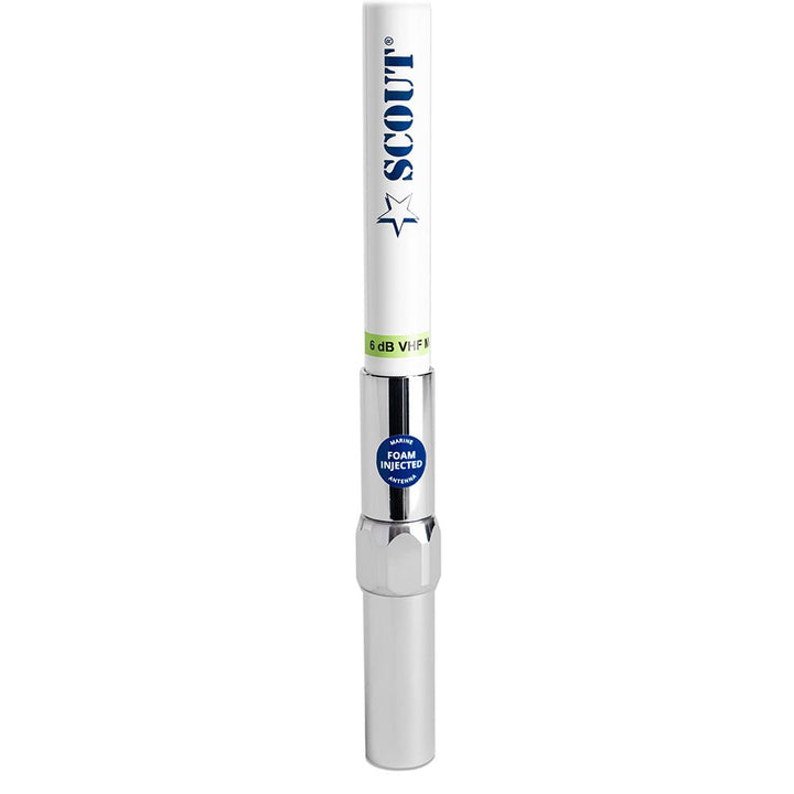 Scout 8' QuickFit White VHF Antenna w/5M Cable + FME Quick 6 Foam Filled 6db Solid Brass Copper Element [PF AN NVHF00040T] - Houseboatparts.com