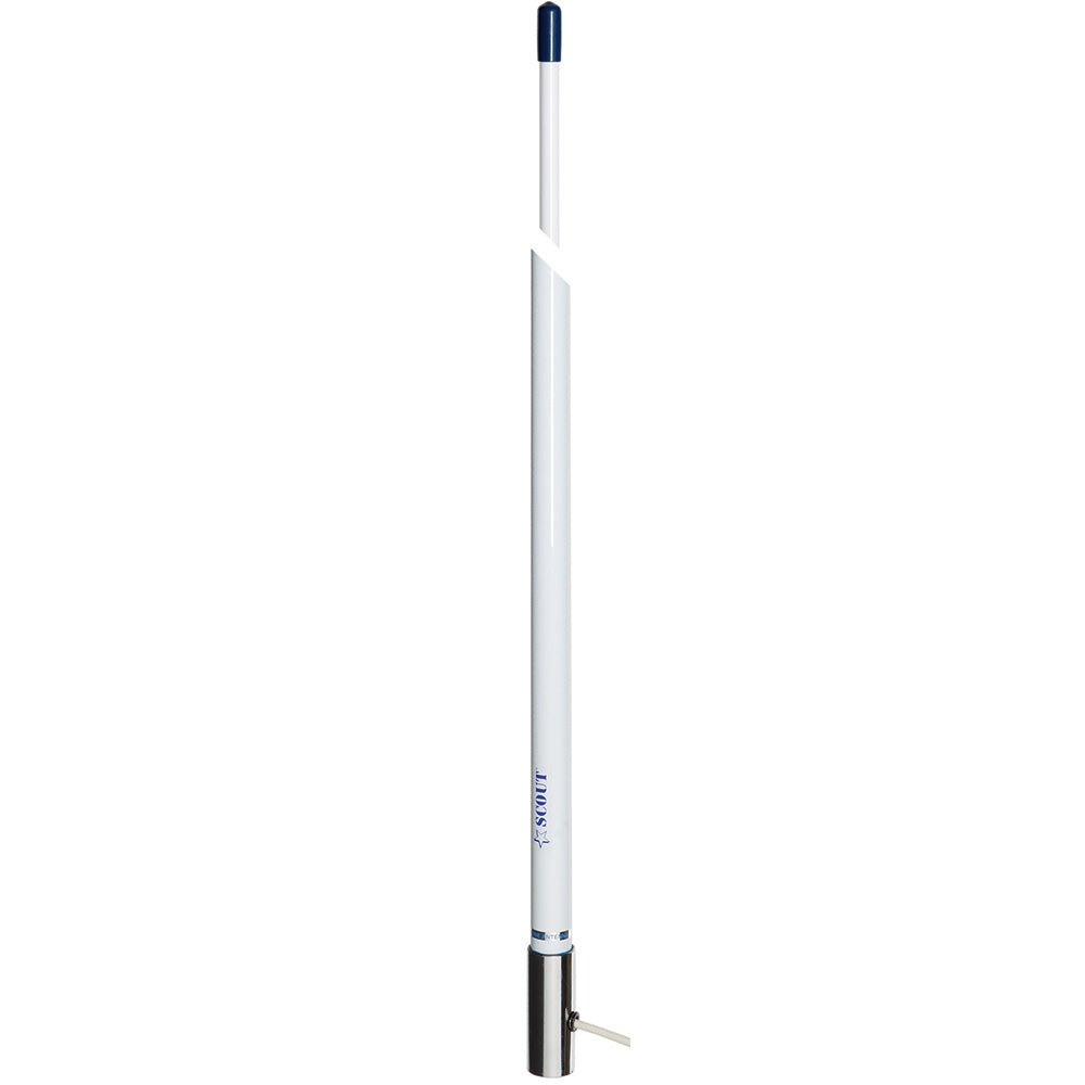 Scout 8' White VHF Antenna 6dB Stainless Steel Ferrule w/5M RG - 58 Coax Includes PL - 259 KS - 42 [PF AN NVHF00007T] - Houseboatparts.com