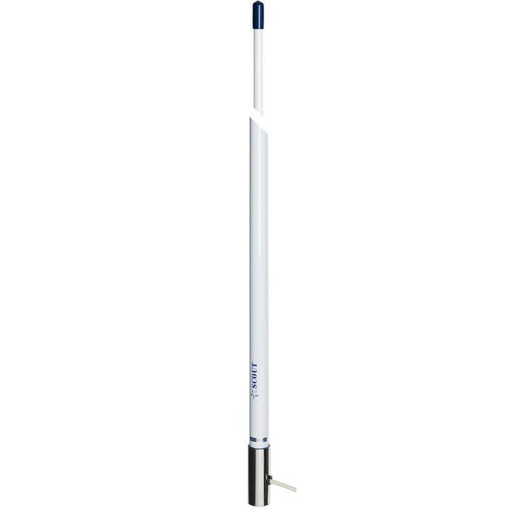 Scout 8' White VHF Antenna 6dB Stainless Steel Ferrule w/5M RG - 58 Coax Includes PL - 259 KS - 42 [PF AN NVHF00007T] - Houseboatparts.com