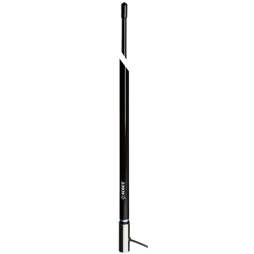 Scout 8' Black VHF Antenna 6dB Stainless Steel Ferrule w/5M RG - 58 Coax Includes PL - 259 KS - 42 [PF AN NVHF00009T] - Houseboatparts.com