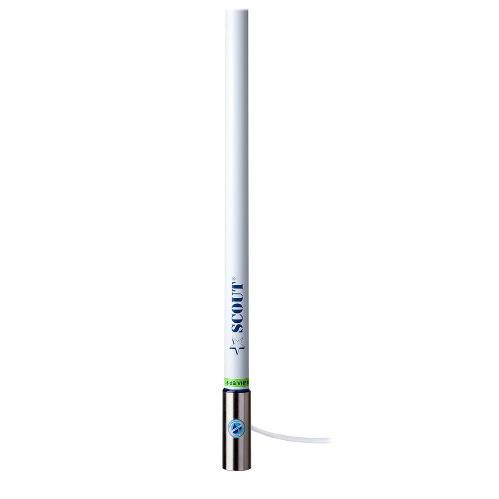 Scout 8' White VHF Antenna 6dB Heavy Stainless Steel Ferrule w/6M RG - 8x Includes PL - 259 Heavy Duty Offshore Antenna KS - 43 [PF AN NVHF00020T] - Houseboatparts.com