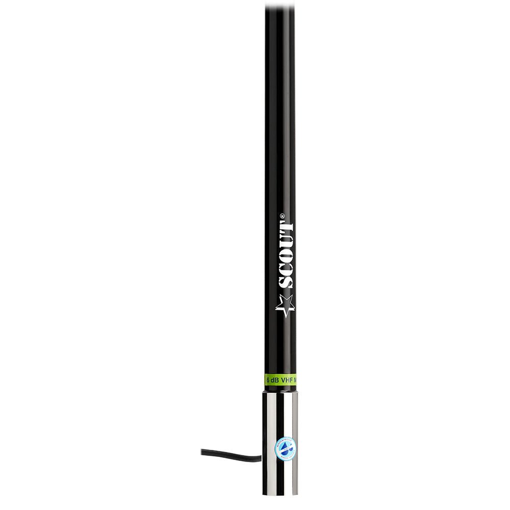 Scout 8' Black VHF Antenna 6dB Heavy Stainless Steel Ferrule w/6M RG - 8x Includes PL - 259 Heavy Duty Offshore Antenna KS - 43 [PF AN NVHF00021T] - Houseboatparts.com