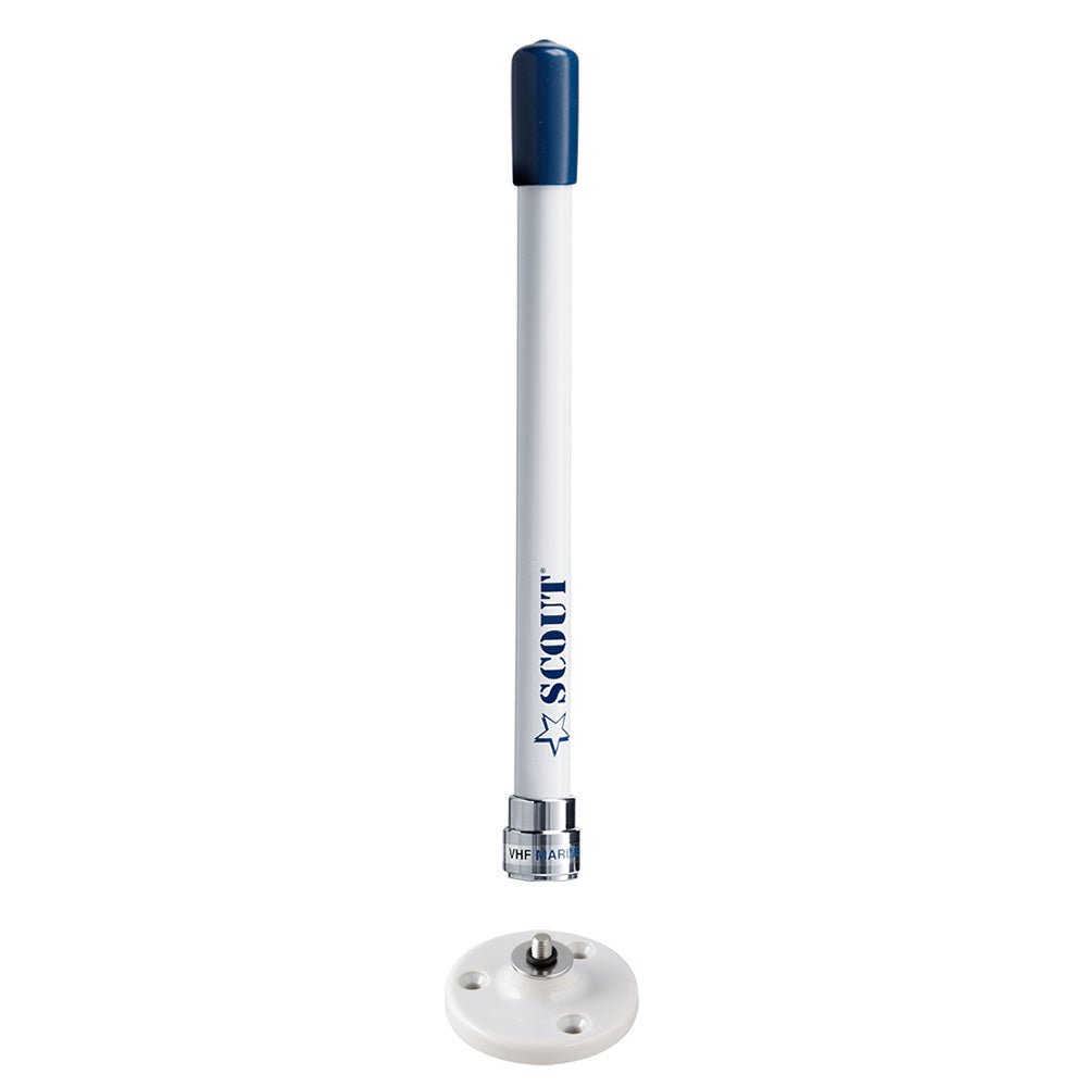 Scout 9" Stubby White VHF Antenna w/Quick Mount Includes 5M RG - 58, Mount Integrated Connector KS - 10 [PF AN NVHF00025] - Houseboatparts.com
