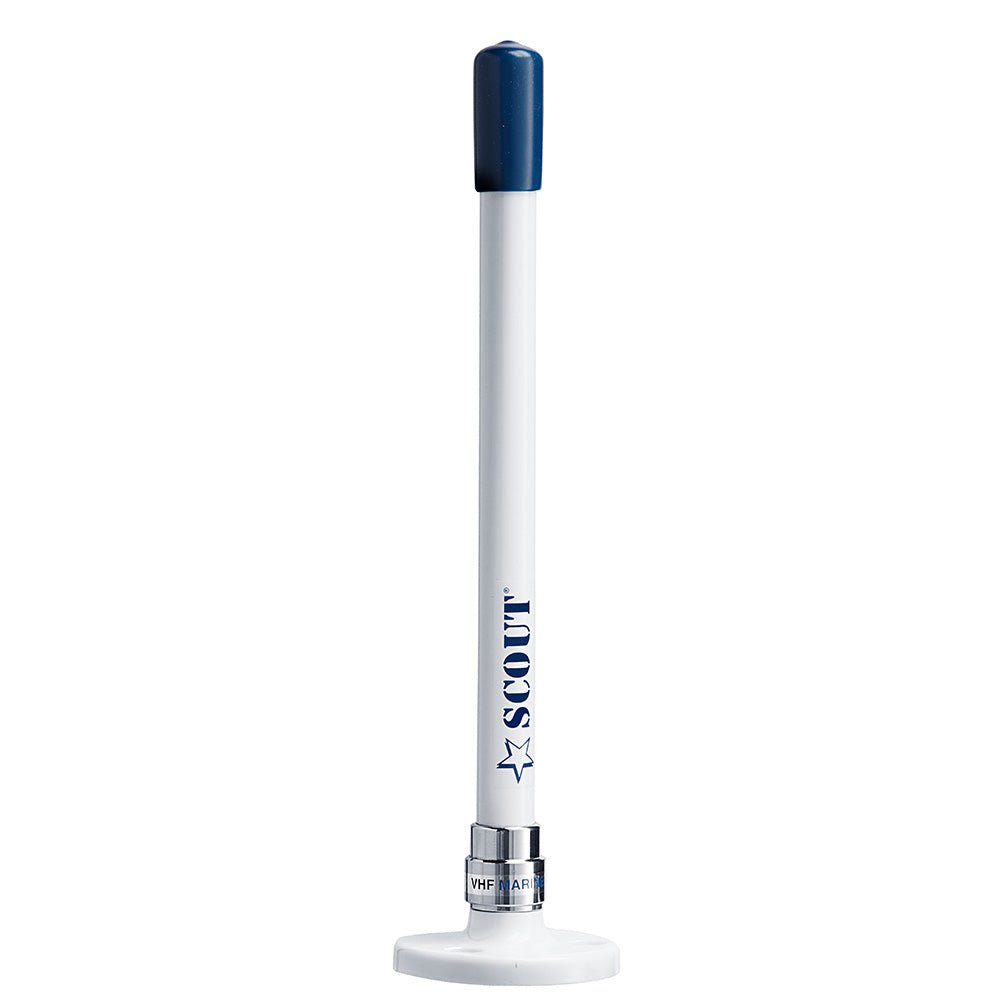 Scout 9" Stubby White VHF Antenna w/Quick Mount Includes 5M RG - 58, Mount Integrated Connector KS - 10 [PF AN NVHF00025] - Houseboatparts.com