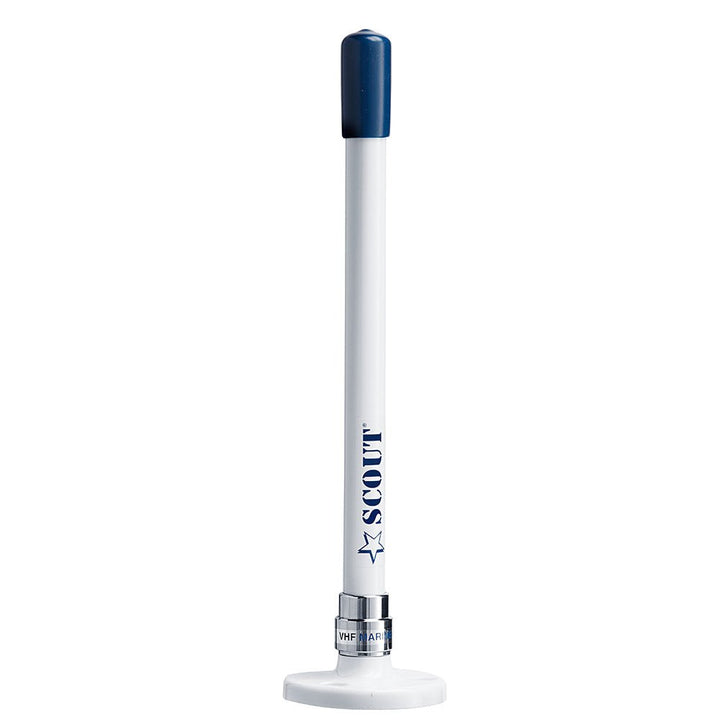 Scout 9" Stubby White VHF Antenna w/Quick Mount Includes 5M RG - 58, Mount Integrated Connector KS - 10 [PF AN NVHF00025] - Houseboatparts.com