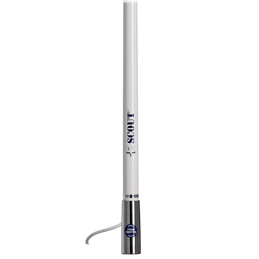 Scout 4' White VHF Antenna 3dB Stainless Steel Ferule w/5M RG - 58 Includes PL - 259 [PF AN NVHF00044T] - Houseboatparts.com