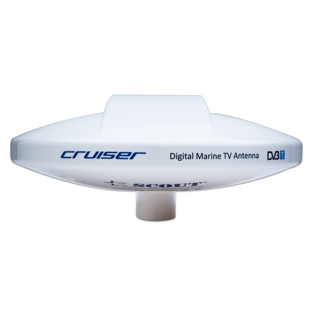 Scout Cruiser 10" White TV Antenna Omnidirectional w/20M, 75 ohms, Cable [PF AN NTV001] - Houseboatparts.com