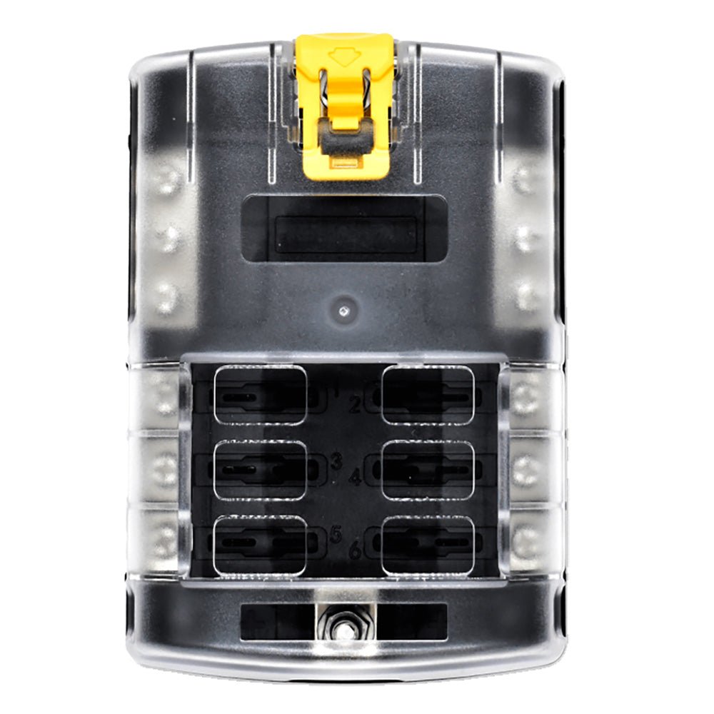 Bluewater 6 Position Fuse Block ATC w/Yellow Slide [3200 - 3003 - 006] - Houseboatparts.com