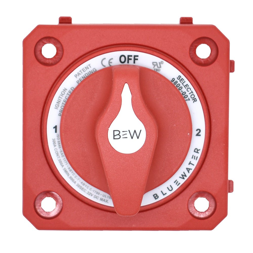Bluewater Off/1/2/Both Battery Switch - Panel Mount - Red [9800 - 007 - 10] - Houseboatparts.com