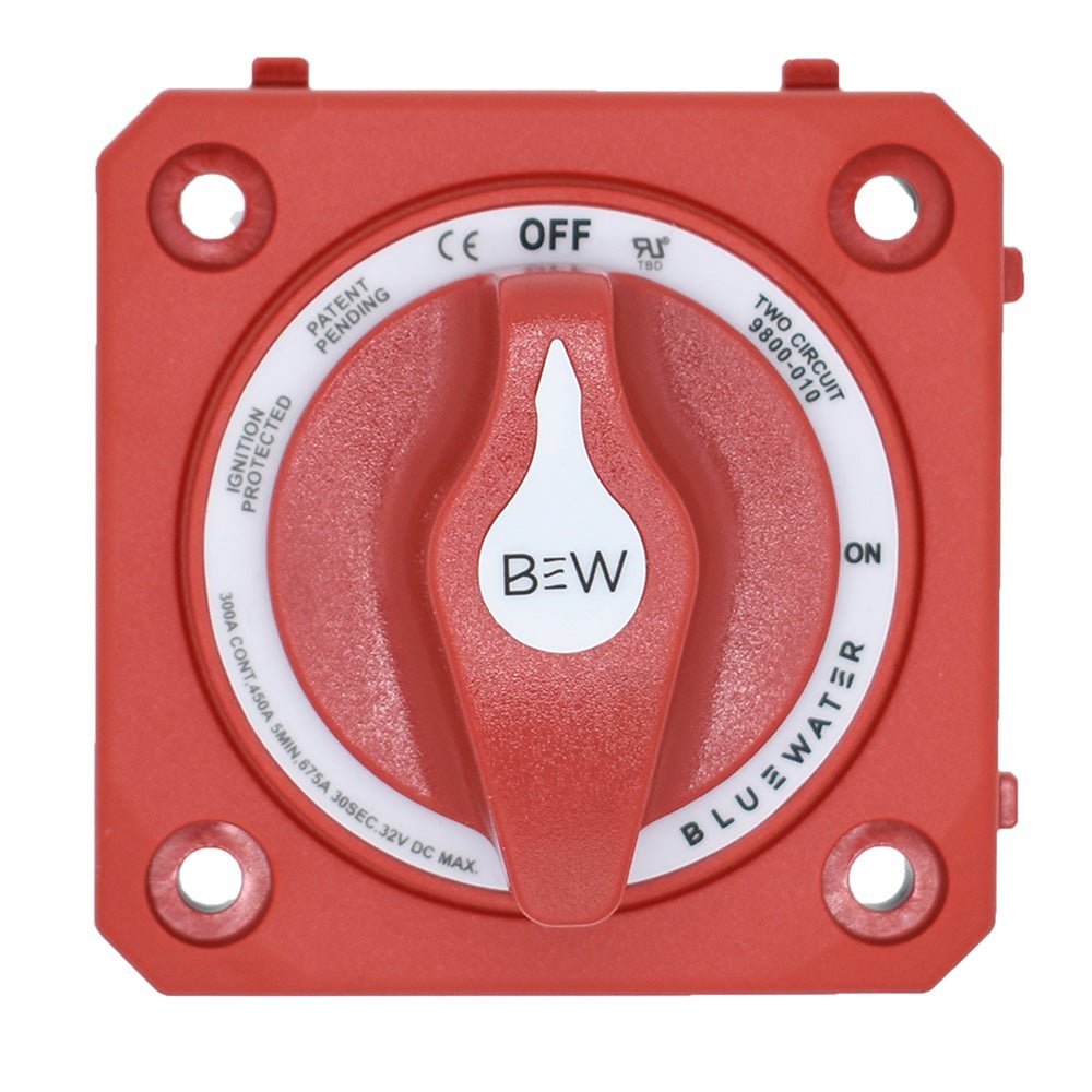 Bluewater On/Off 4 Post Dual Circuit Battery Switch w/o Base - Panel Mount - Red [9800 - 010 - 10] - Houseboatparts.com