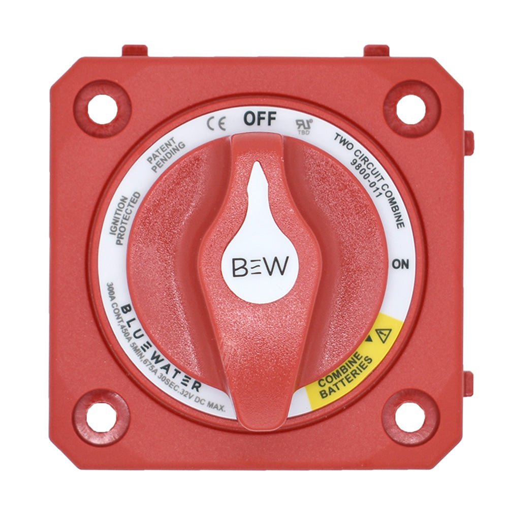Bluewater Off/On Combine Battery Switch w/o Base - Panel Mount - Red [9800 - 011 - 10] - Houseboatparts.com