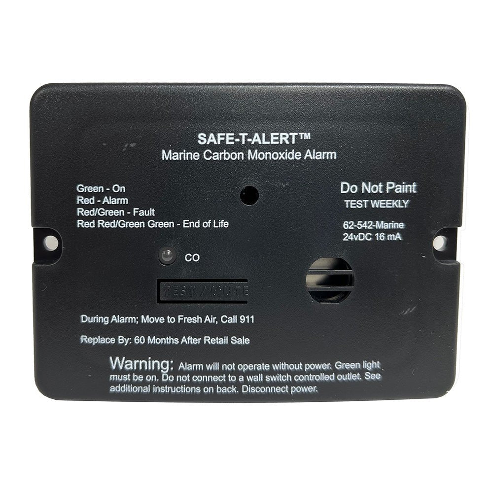 Safe - T - Alert 62 Series Carbon Monoxide Alarm - 24V Flush Mount - Black w/Relay [62 - 542 - R - BL - 24V] - Houseboatparts.com