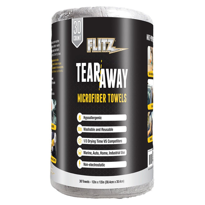Flitz 12" x 12" Tear - Away Microfiber Towels - Grey *30 - Pack [MC330R] - Houseboatparts.com