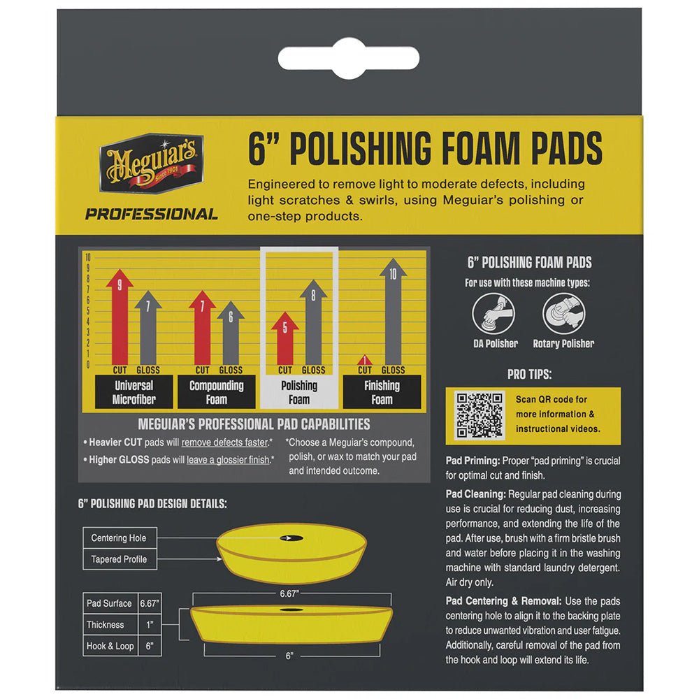 Meguiar's Professional 6" Polishing Foam Pads *2 - Pack [M6PFP2] - Houseboatparts.com