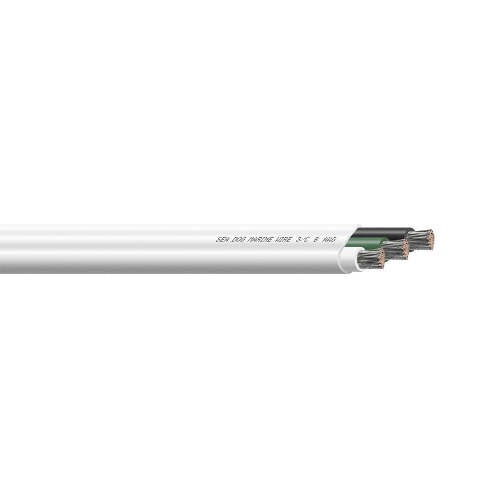 Sea - Dog 6/3 AWG Flat Triplex Wire - White/Green/Black - 50' [8006301] - Houseboatparts.com