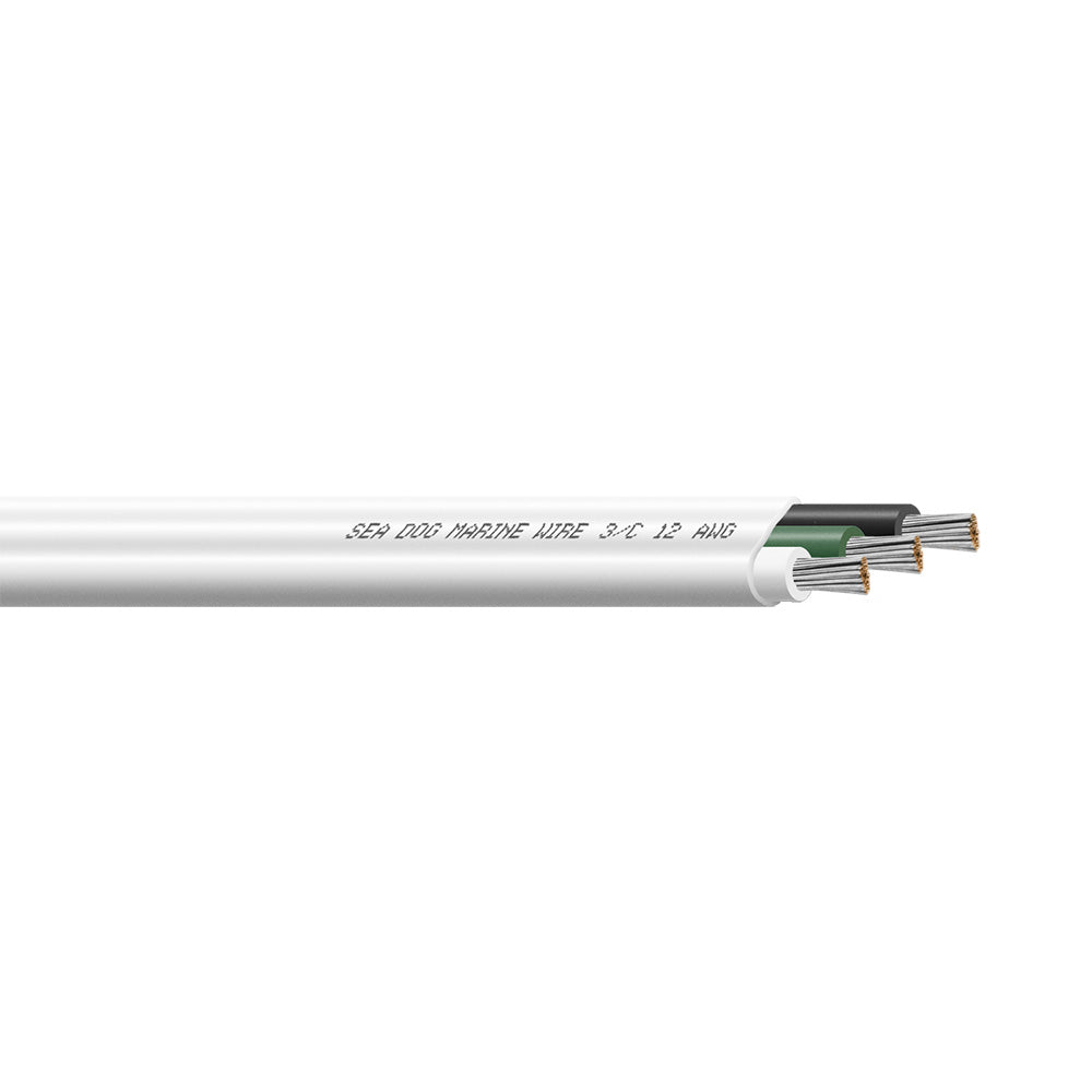 Sea - Dog 12/3 AWG Flat Triplex Wire - White/Green/Black - 100' [8012302] - Houseboatparts.com