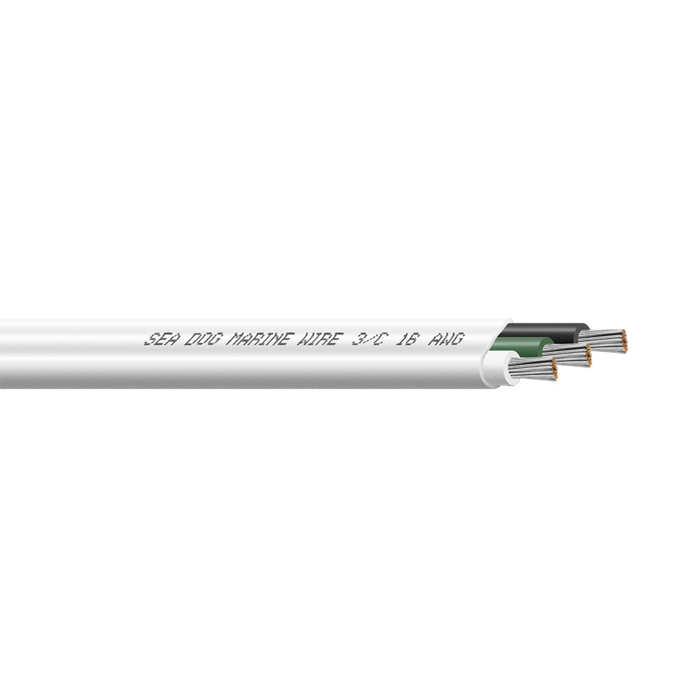 Sea - Dog 16/3 AWG Flat Triplex Wire - White/Green/Black - 100' [8016302] - Houseboatparts.com