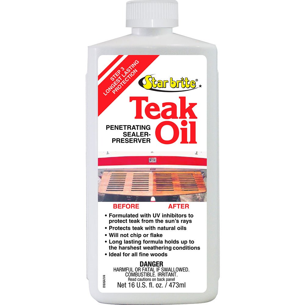 Star brite Teak Oil - Long Lasting, Penetrating, Sealer, Preserver w/UV Inhibitors - 16 oz [81616] - Houseboatparts.com