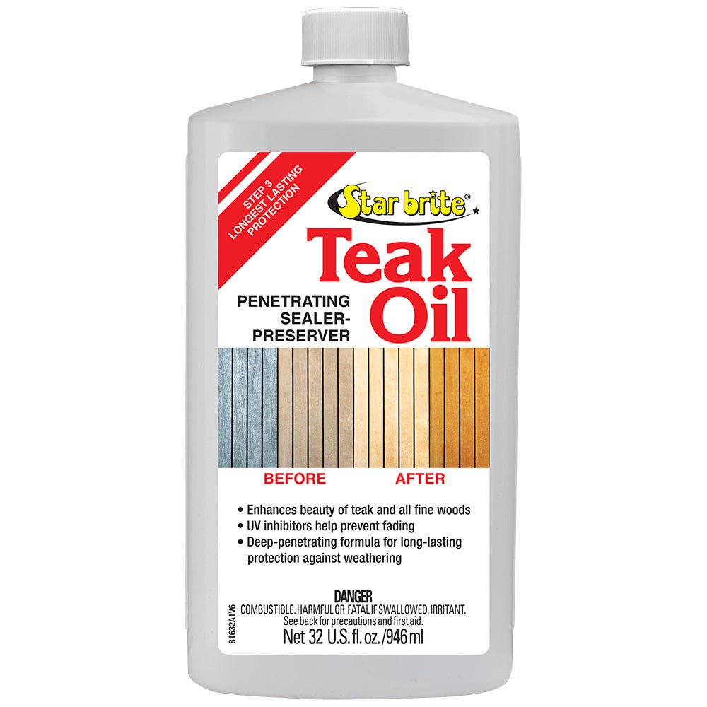 Star brite Teak Oil - Long Lasting, Penetrating, Sealer, Preserver w/UV Inhibitors - 32 oz [81632] - Houseboatparts.com