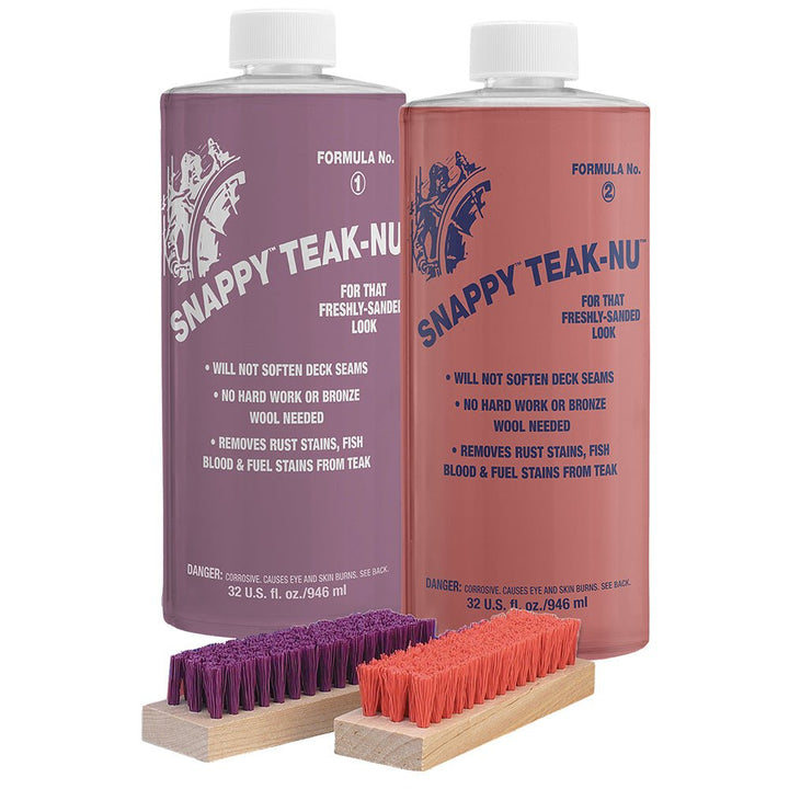 Snappy Teak - Nu Kit - 32 oz w/Formula No. 1 - 32 oz, Formula No. 2 - 32 oz, Bristle Brush [STN - QKIT] - Houseboatparts.com