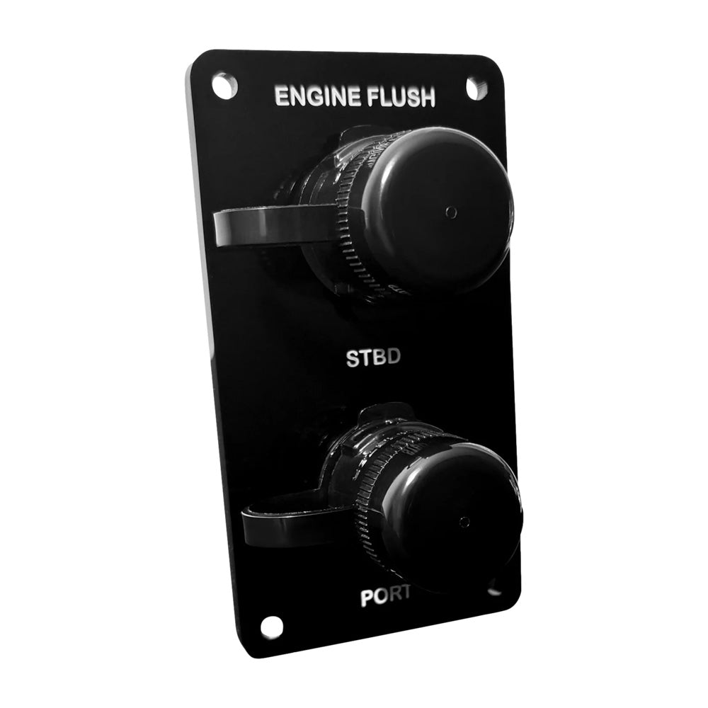 Flushmaster Vertical Dual Outlet Flush Port Reroute - Black Acrylic - 1/2" Barb [SM - QCR2BV12] - Houseboatparts.com
