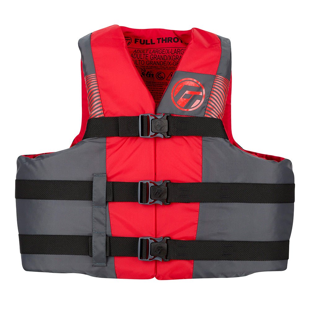 Full Throttle Adult Nylon Life Jacket - L/XL - Black/Red [112200 - 100 - 050 - 26] - Houseboatparts.com
