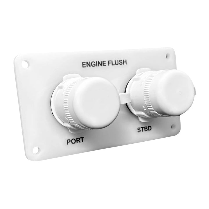 Flushmaster Flush Port Reroute Dual Outlet - White Acrylic Plate - Horizontal - 1/2' Barb [SM - QCR2WH12] - Houseboatparts.com