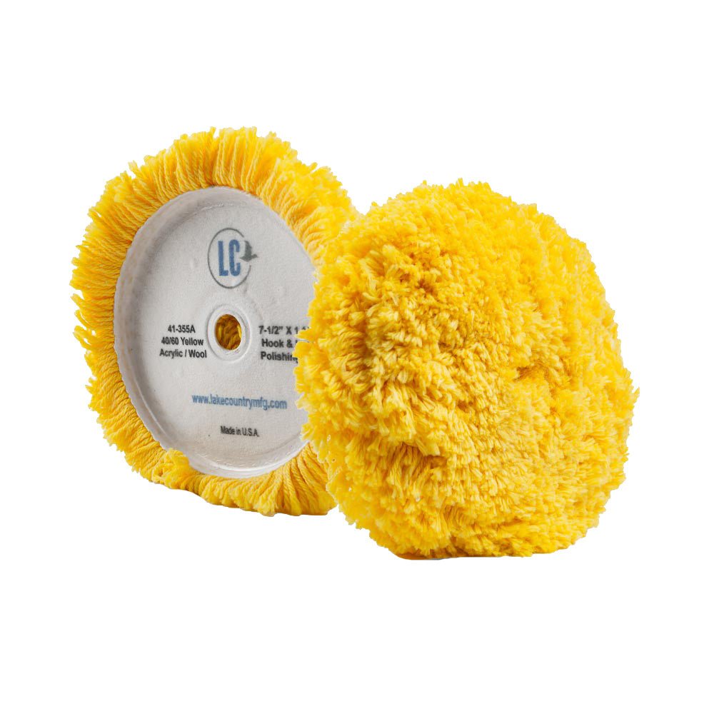 Lake Country Yellow 40/60 Unsteamed Twisted Wool/Acrylic Pad 7.5" x 1.5" [41 - 355A - LC] - Houseboatparts.com