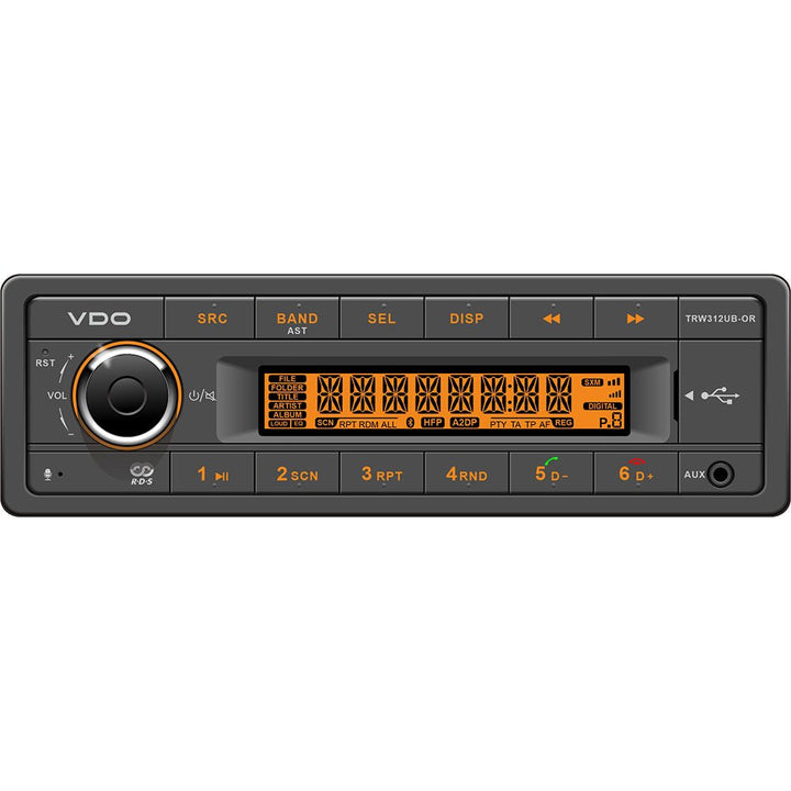 VDO 12V Radio w/FM RDS Tuner MP3/WMA/USB/Bluetooth - Orange Illumination [TRW312UB - OR] - Houseboatparts.com