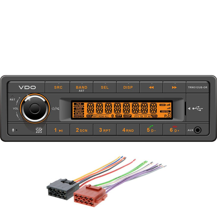 VDO 12V Radio w/FM RDS Tuner MP3/WMA/USB/Bluetooth - Orange Illumination - Includes Power Speaker Wire Harness [TRW312UB - ORK] - Houseboatparts.com