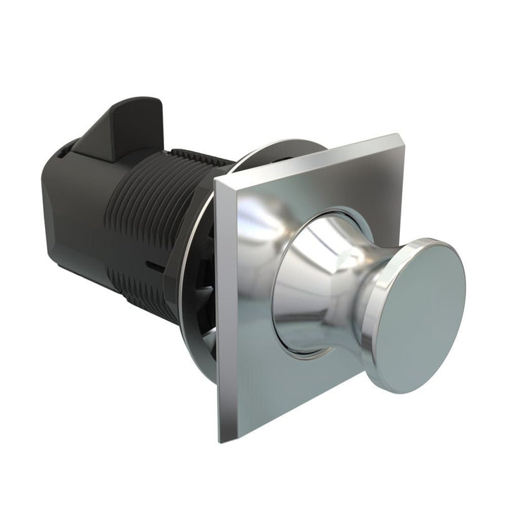 Southco Point Push - to - Close Latch, Square Housing, Chrome Housing, Chrome Knob [MP - 05 - 212 - 11] - Houseboatparts.com