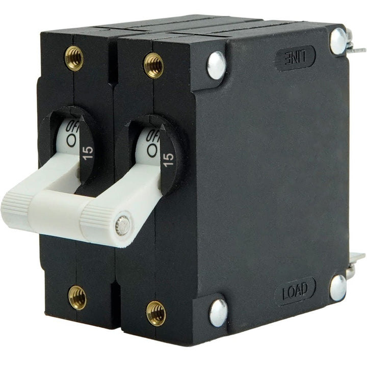 Egis A Series White Toggle Panel Mount Circuit Breaker - Dual Pole 15A [3202-15] - Houseboatparts.com