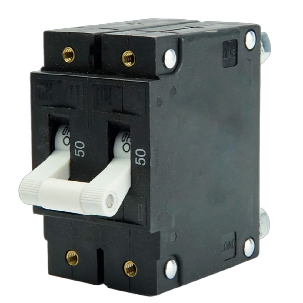 Egis C Series White Toggle Panel Mount Circuit Breaker - Double Pole 50A [3502-050] - Houseboatparts.com