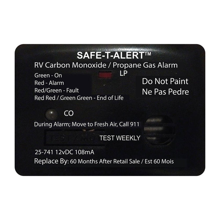Safe-T-Alert 25 Series Surface Mount Dual Carbon Monoxide/Propane Alarm - 12V Hardwire - Black [25-741-BL] - Houseboatparts.com