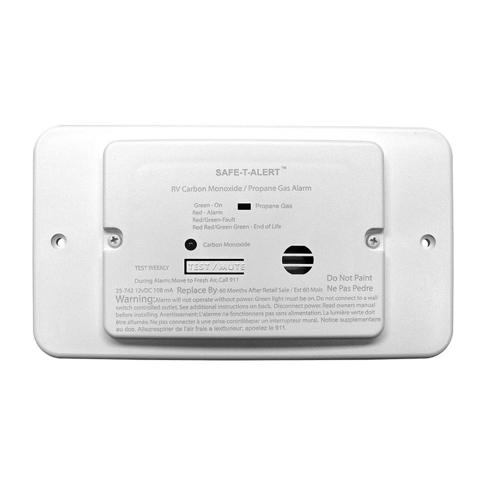 Safe-T-Alert 25 Series Flush Mount Dual Carbon Monoxide/Propane Alarm w/Trim Ring - White - 12V Hard Wire [25-742-TR-WT] - Houseboatparts.com