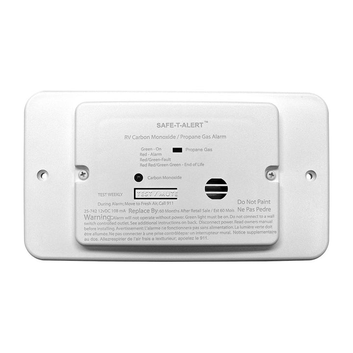 Safe-T-Alert 25 Series Flush Mount Dual Carbon Monoxide/Propane Alarm w/Trim Ring - White - 12V Hard Wire [25-742-TR-WT] - Houseboatparts.com