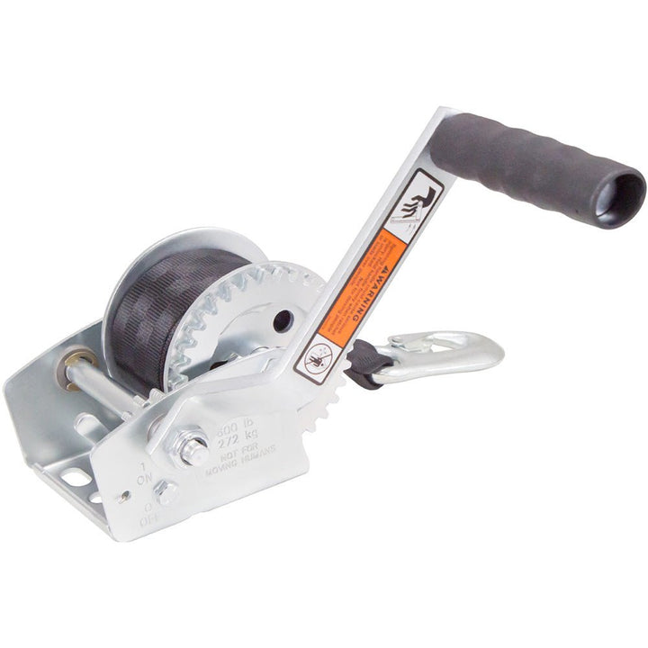 Load Rite Single-Speed Trailer Winch - 600lbs - 12' Strap [6089.12] - Houseboatparts.com