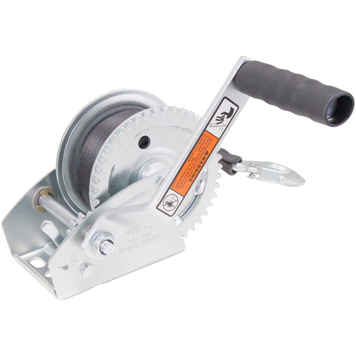 Load Rite Single-Speed Trailer Winch - 1100lbs - 20' Strap - 7" Handle [6089.20] - Houseboatparts.com
