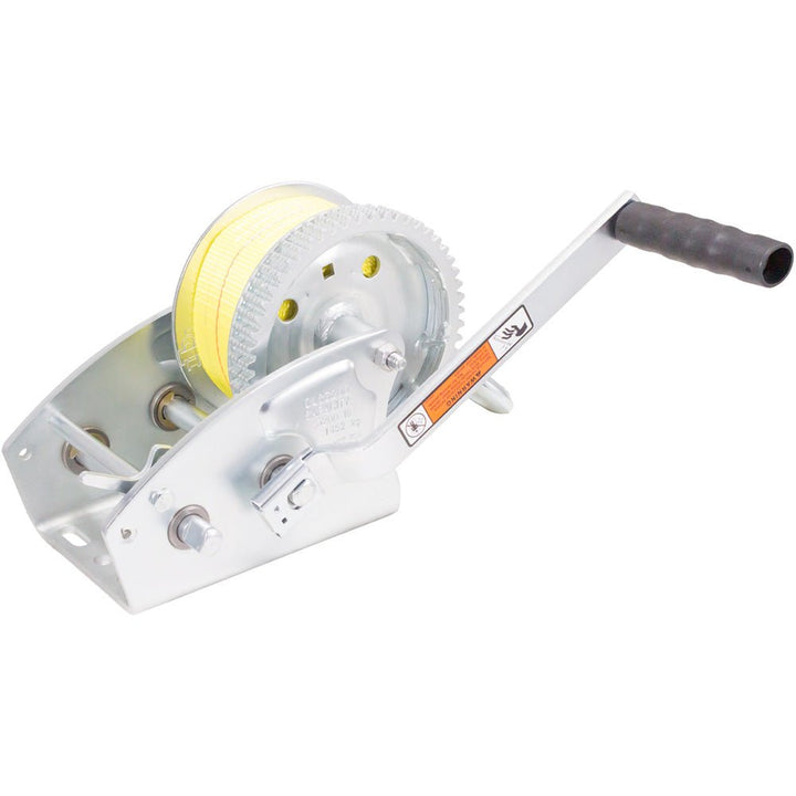Load Rite Two-Speed Trailer Winch - 3200lbs - 25' Yellow Heavy Duty Strap [6089.30] - Houseboatparts.com