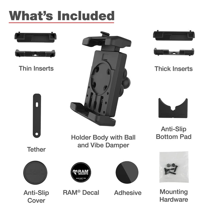 Ram Mount RAM Quick-Grip Pro XL Phone Holder w/Ball Vibration Damper [RAM-HOL-PD7BVU] - Houseboatparts.com