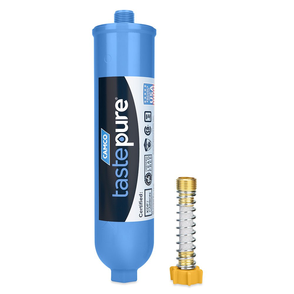 Camco Tastepure XL RV/Marine Inline Water Filter w/Flexible Hose Protector [40019] - Houseboatparts.com