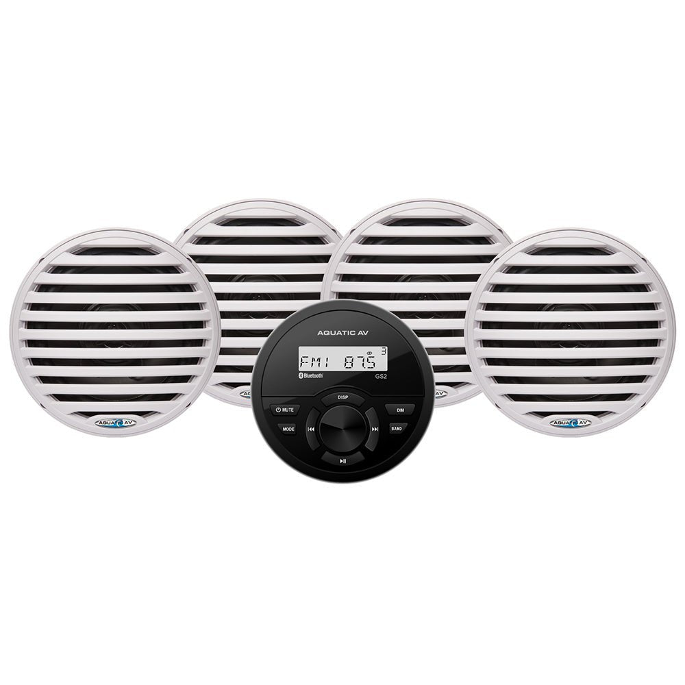 Aquatic AV GS2 Gauge Stereo  2 Pairs of EC651 6.5" White Speakers [CK305]