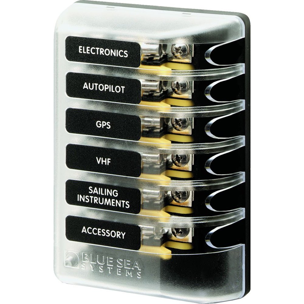 Blue Sea 5018 ST Glass Fuse Block w/out Negative Bus - 6 Circuit [5018] - Houseboatparts.com