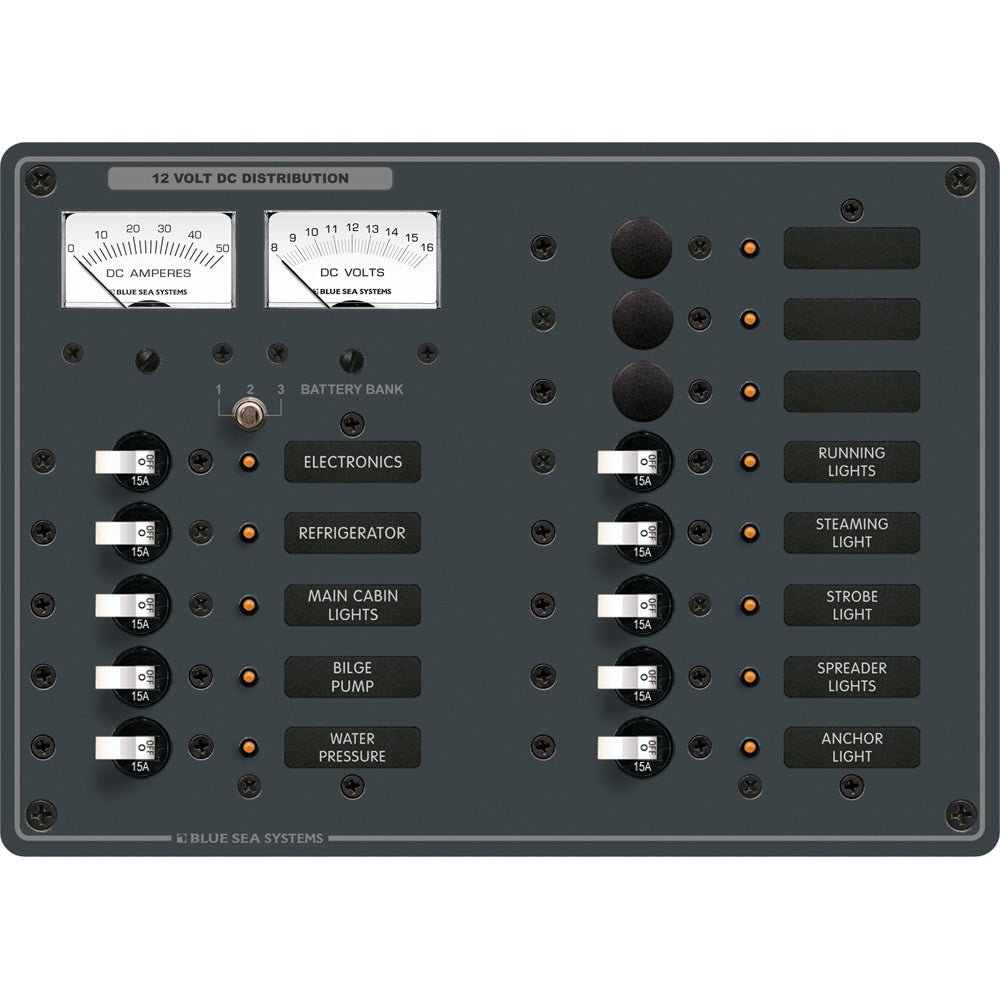 Blue Sea 8068 DC 13 Position Toggle Branch Circuit Breaker Panel - White Switches [8068] - Houseboatparts.com