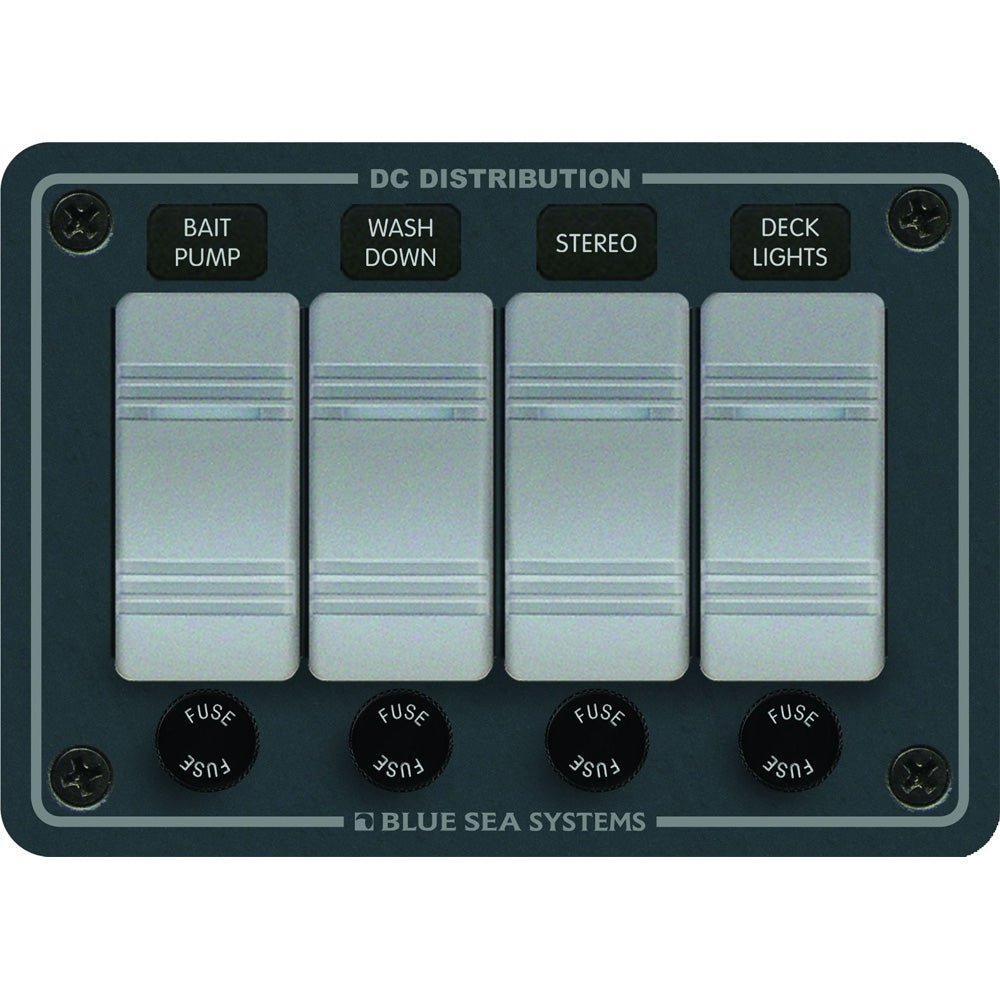 Blue Sea 8262 Waterproof Panel 4 Position - Slate Grey [8262] - Houseboatparts.com