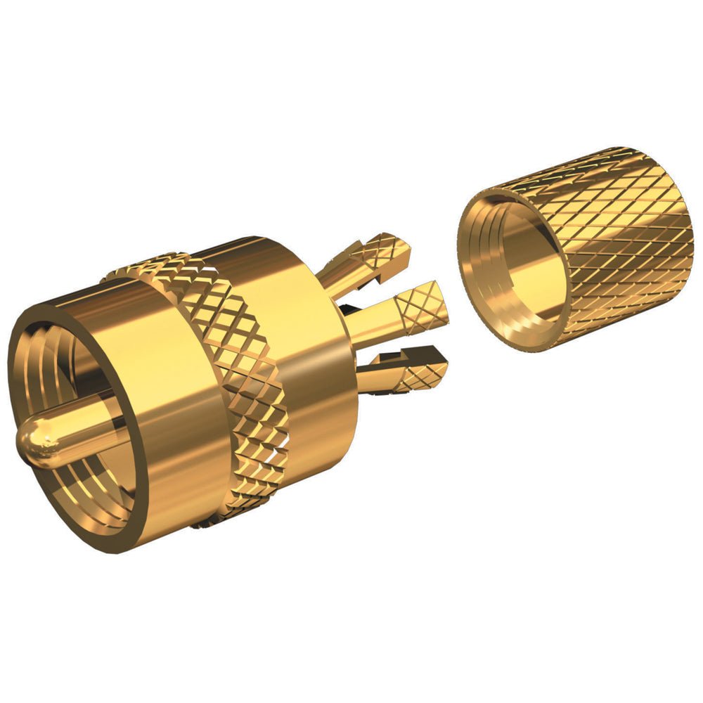 Shakespeare PL-259-CP-G - Solderless PL-259 Connector for RG-8X or RG-58/AU Coax - Gold Plated [PL-259-CP-G] - Houseboatparts.com