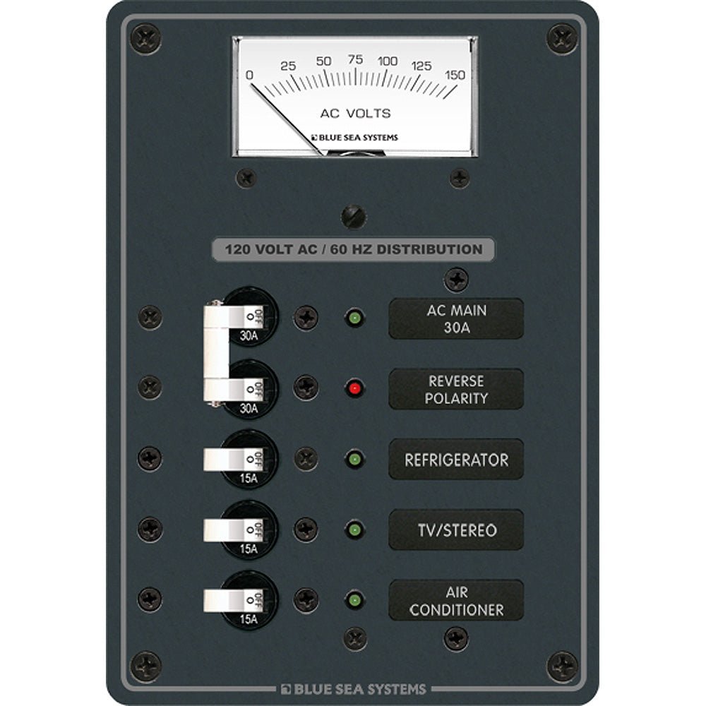 Blue Sea 8043 AC Main +3 Positions Toggle Circuit Breaker Panel - White Switches [8043] - Houseboatparts.com